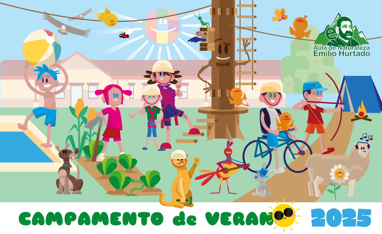 ilustración campamentos de verano Multiaventura Aula de Naturaleza Emilio Hurtado